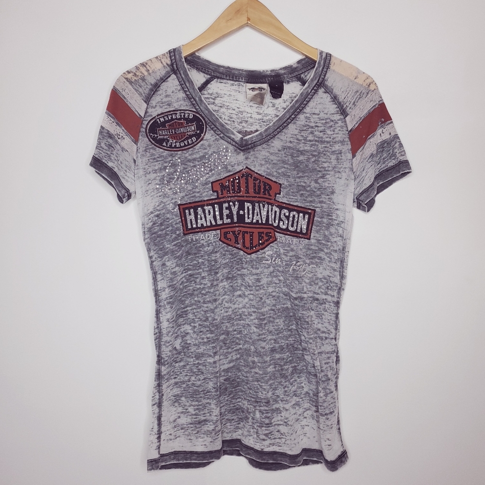 Harley Davidson grey burnout top sz small